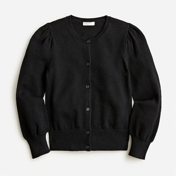 J Crew Girls' puff-sleeve cotton cardigan sweater Item BE552 - Picture 1 of 2